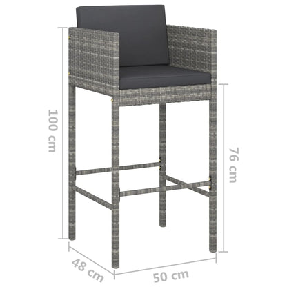 7-Tlg. Gartenbar-Set Mit Kissen Poly Rattan