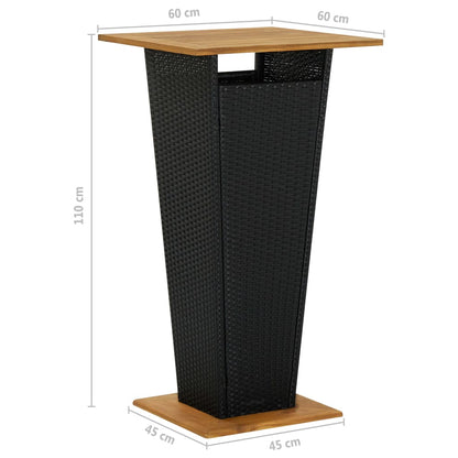 3-Tlg. Gartenbar-Set Mit Kissen Poly Rattan