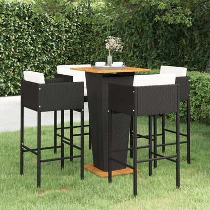 5-Tlg. Gartenbar-Set Mit Kissen Poly Rattan