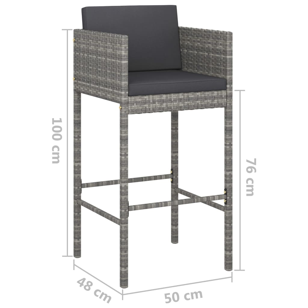 5-Tlg. Gartenbar-Set Mit Kissen Poly Rattan