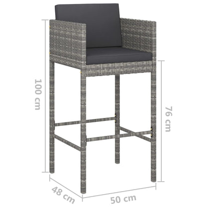 5-Tlg. Gartenbar-Set Mit Kissen Poly Rattan