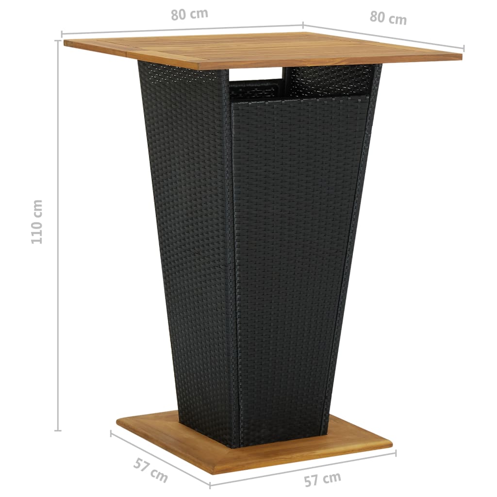 3-Tlg. Gartenbar-Set Mit Kissen Poly Rattan