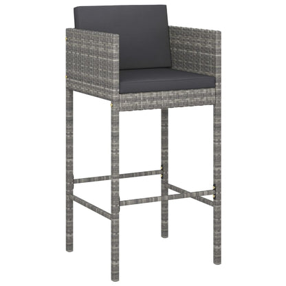 3-Tlg. Gartenbar-Set Mit Kissen Poly Rattan