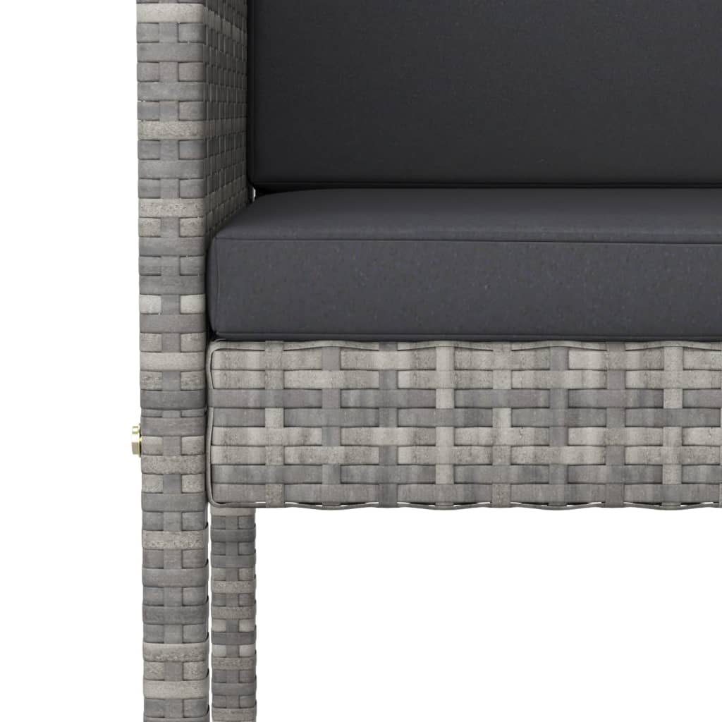 3-Tlg. Gartenbar-Set Mit Kissen Poly Rattan