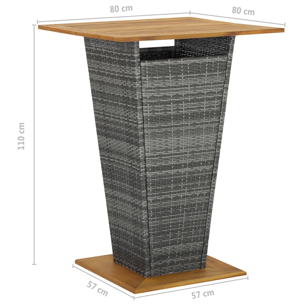 3-Tlg. Gartenbar-Set Mit Kissen Poly Rattan