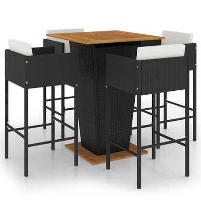 5-Tlg. Gartenbar-Set Mit Kissen Poly Rattan