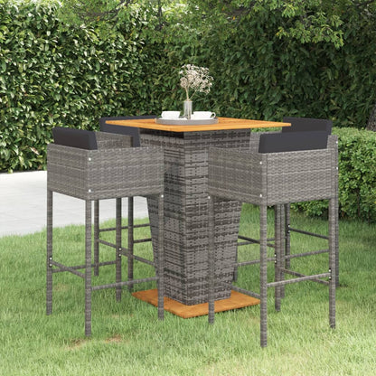5-Tlg. Gartenbar-Set Mit Kissen Poly Rattan