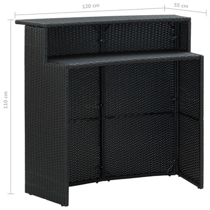 3-Tlg. Gartenbar-Set Mit Kissen Poly Rattan