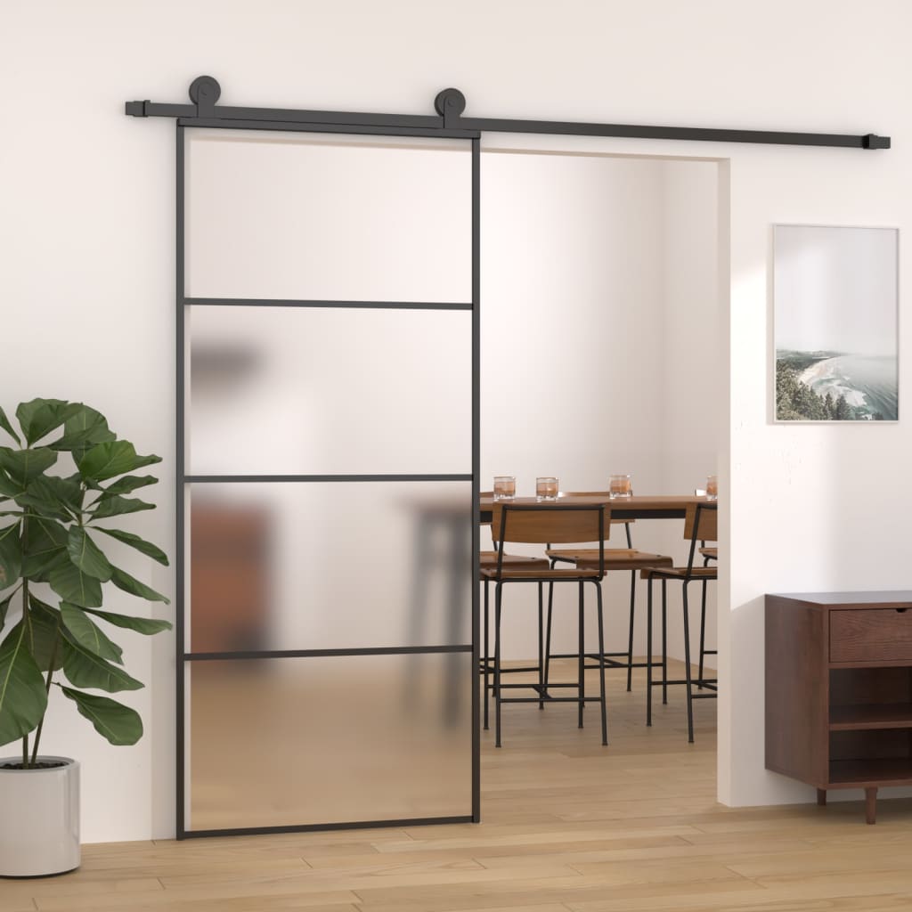 Schiebetür 76X205 Cm Hartglas Und Aluminium