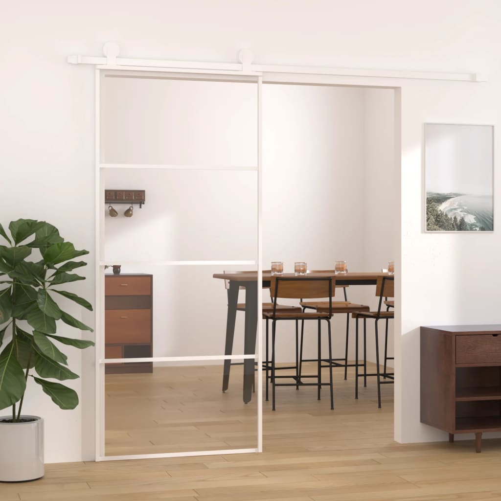 Schiebetür 76X205 Cm Hartglas Und Aluminium
