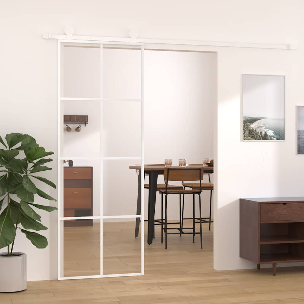 Schiebetür 102,5X205 Cm Hartglas Und Aluminium