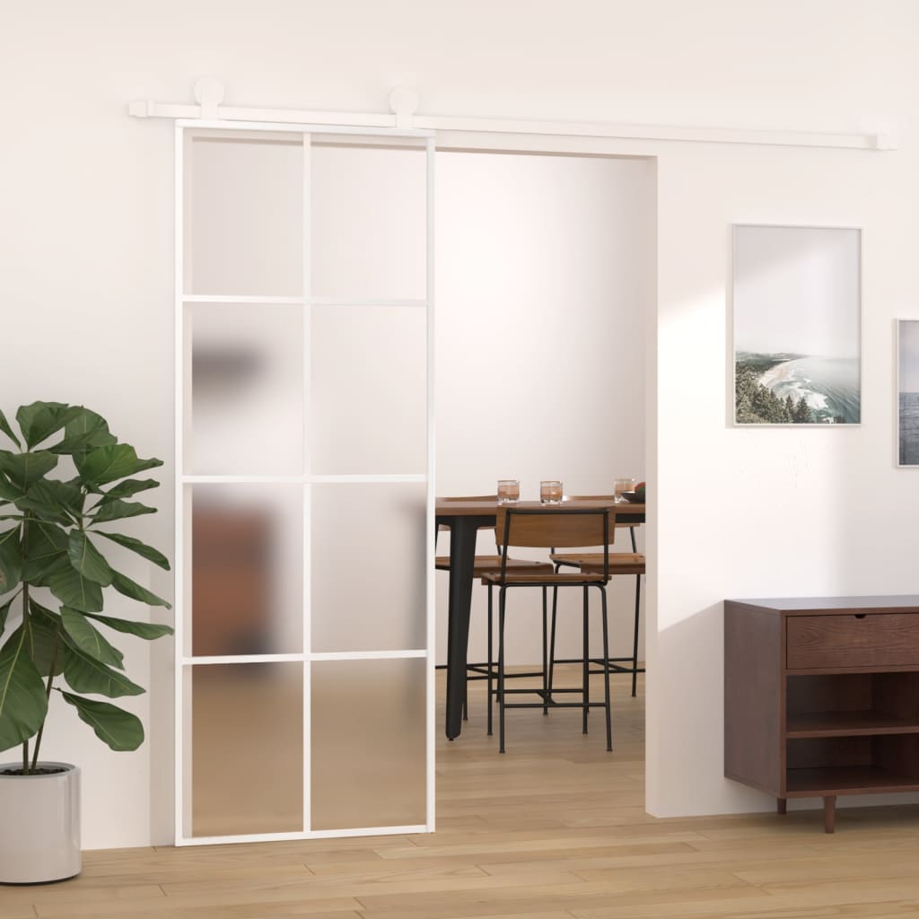 Schiebetür 102,5X205 Cm Hartglas Und Aluminium