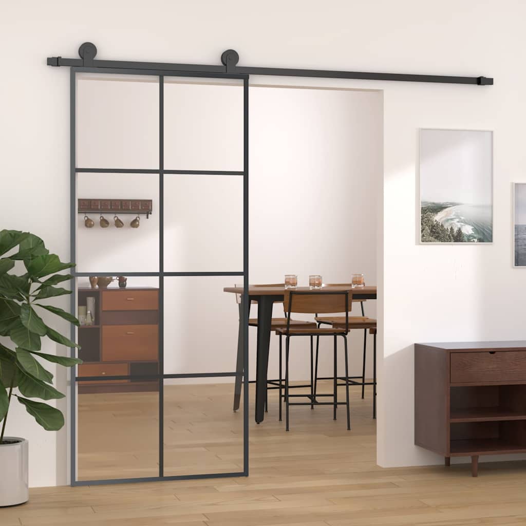 Schiebetür 102,5X205 Cm Hartglas Und Aluminium