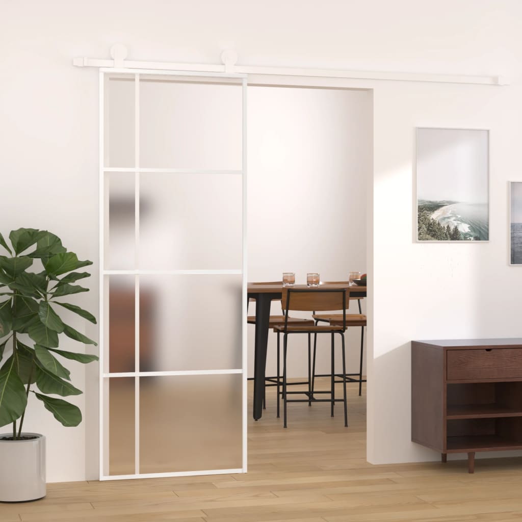 Schiebetür 76X205 Cm Hartglas Und Aluminium
