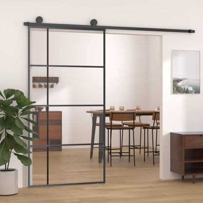 Schiebetür 76X205 Cm Hartglas Und Aluminium