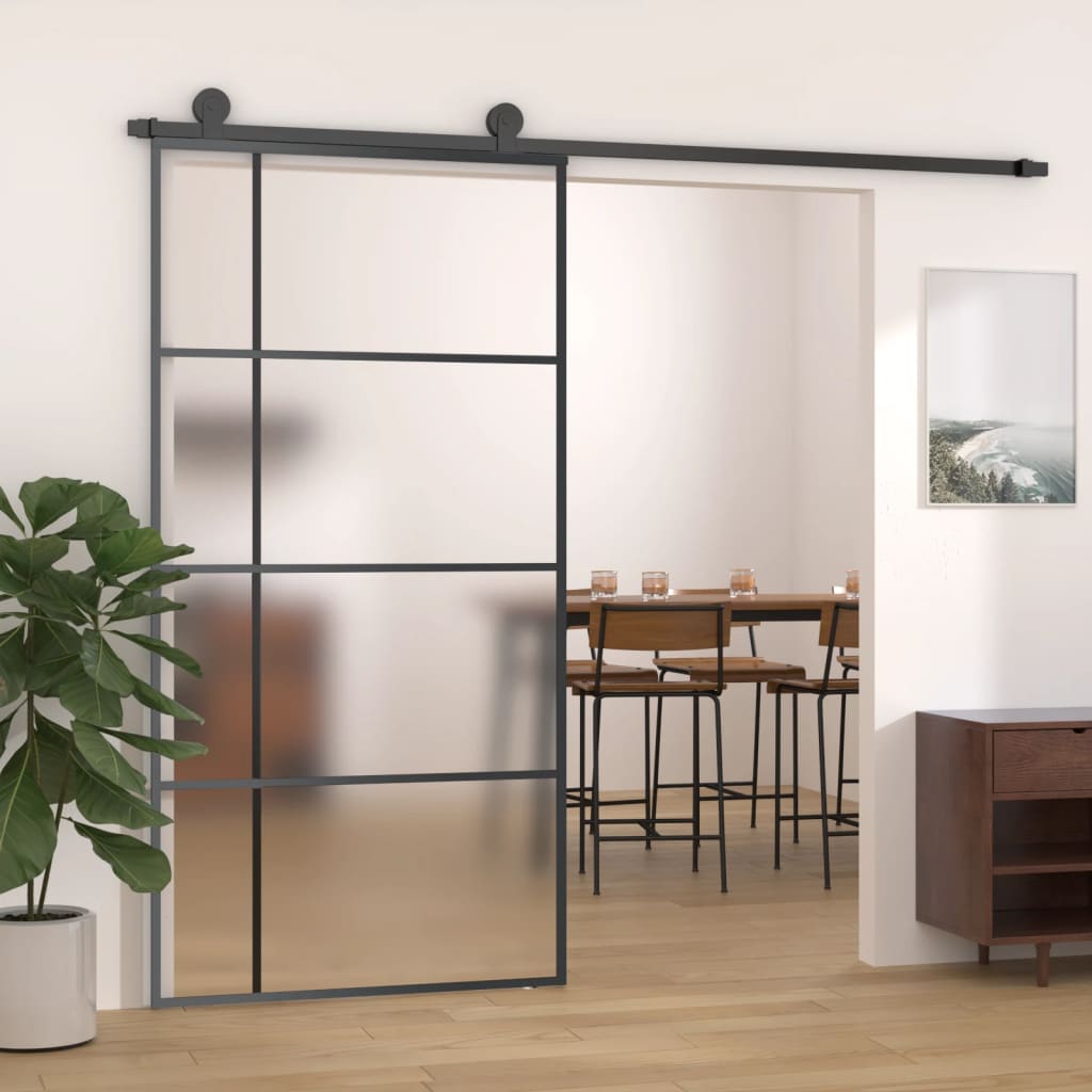 Schiebetür 76X205 Cm Hartglas Und Aluminium