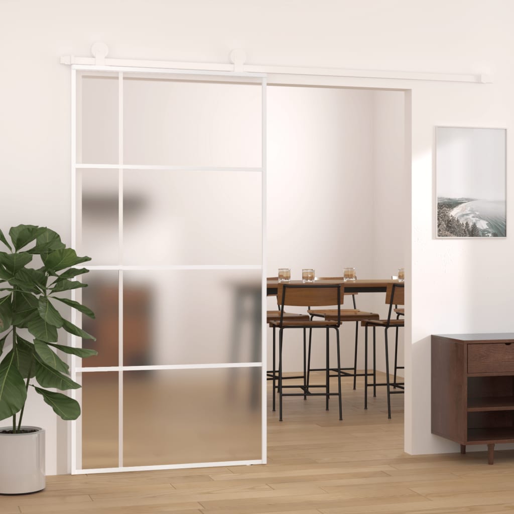Schiebetür 76X205 Cm Hartglas Und Aluminium