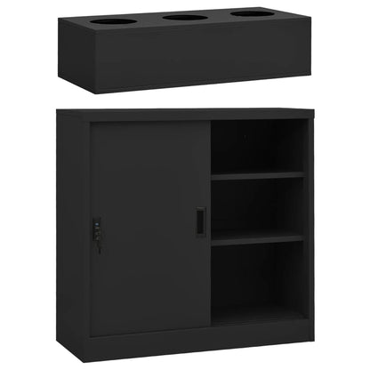 Büroschrank Mit Schiebetür 90X40X90 Cm Stahl