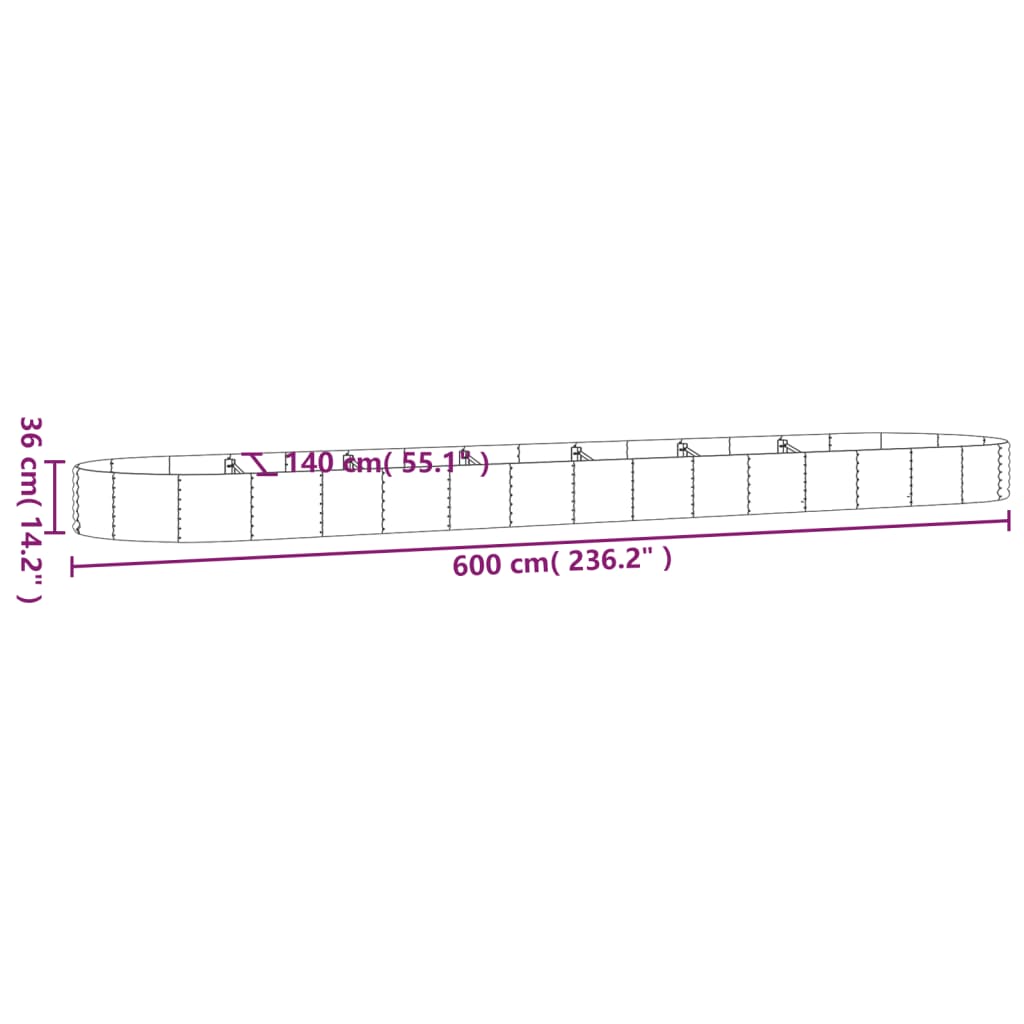 Hochbeet Verzinkter Stahl 600X140X36 Cm