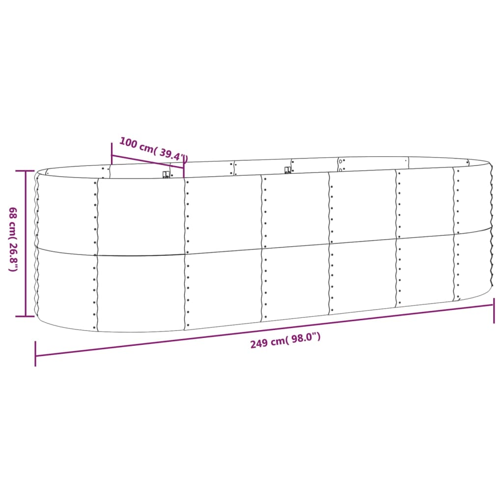 Hochbeet Verzinkter Stahl 249X100X68 Cm
