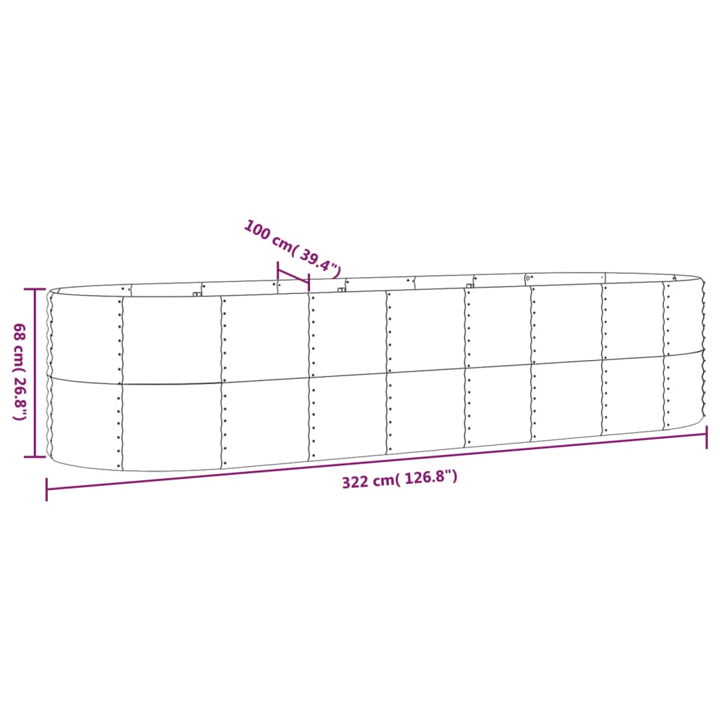 Hochbeet Verzinkter Stahl 322X100X68 Cm