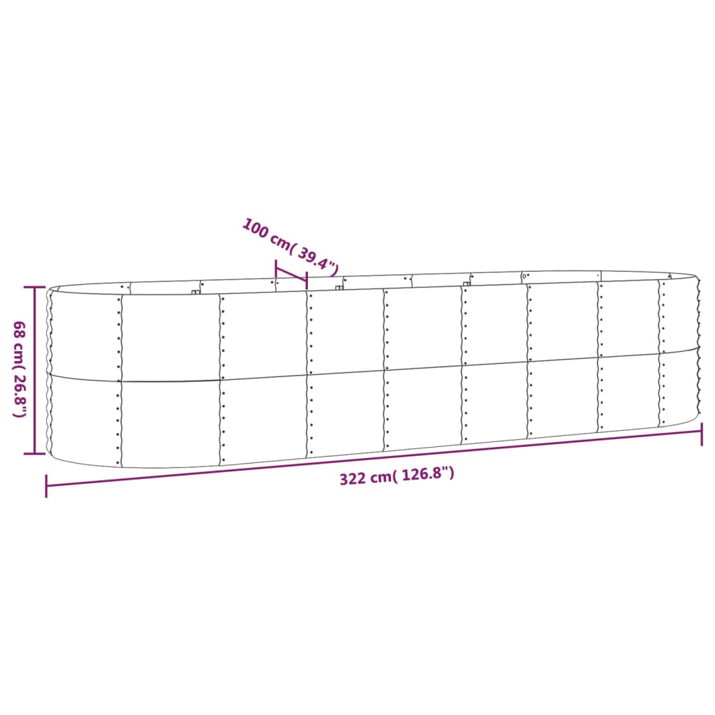 Hochbeet Verzinkter Stahl 322X100X68 Cm