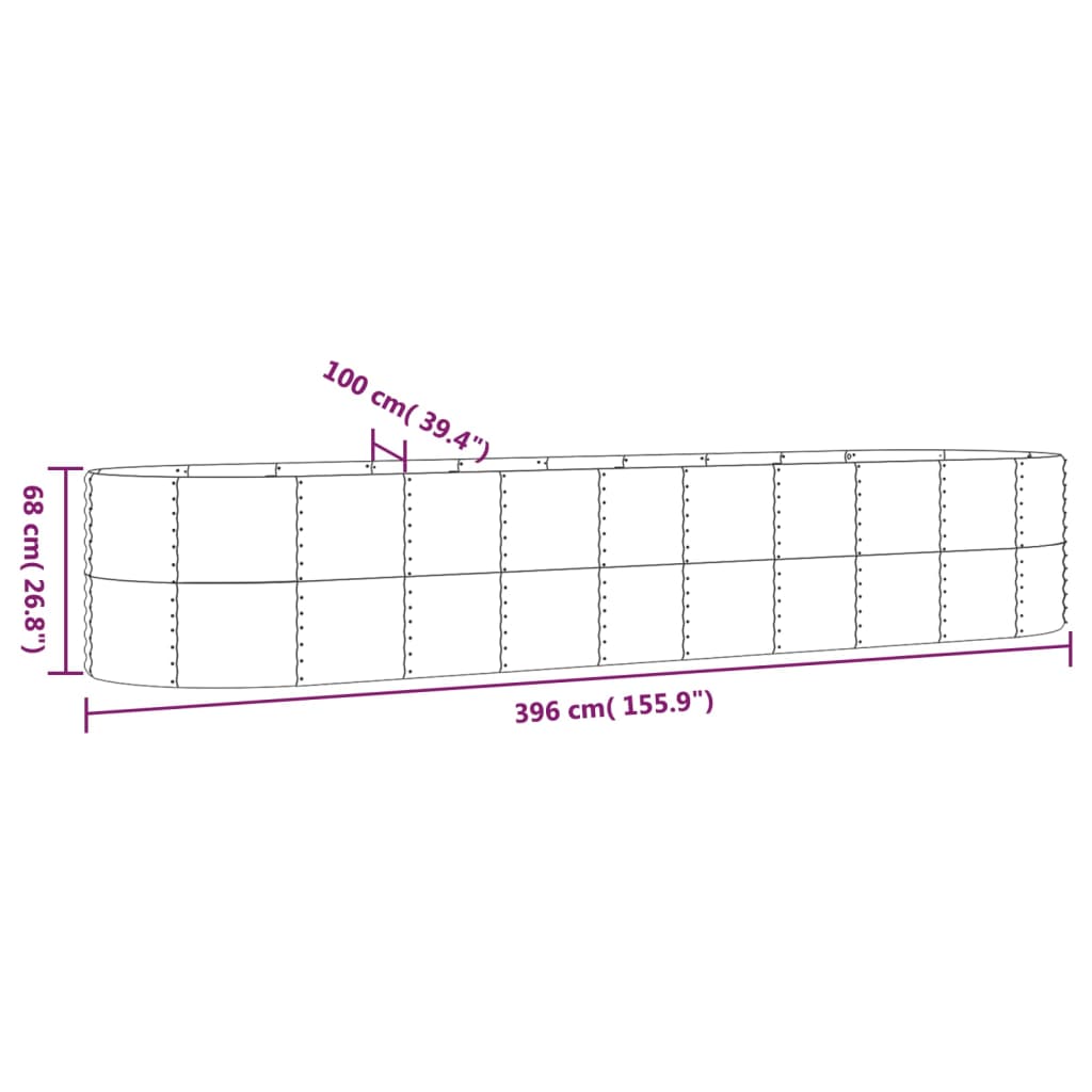 Hochbeet Verzinkter Stahl 396X100X68 Cm Braun