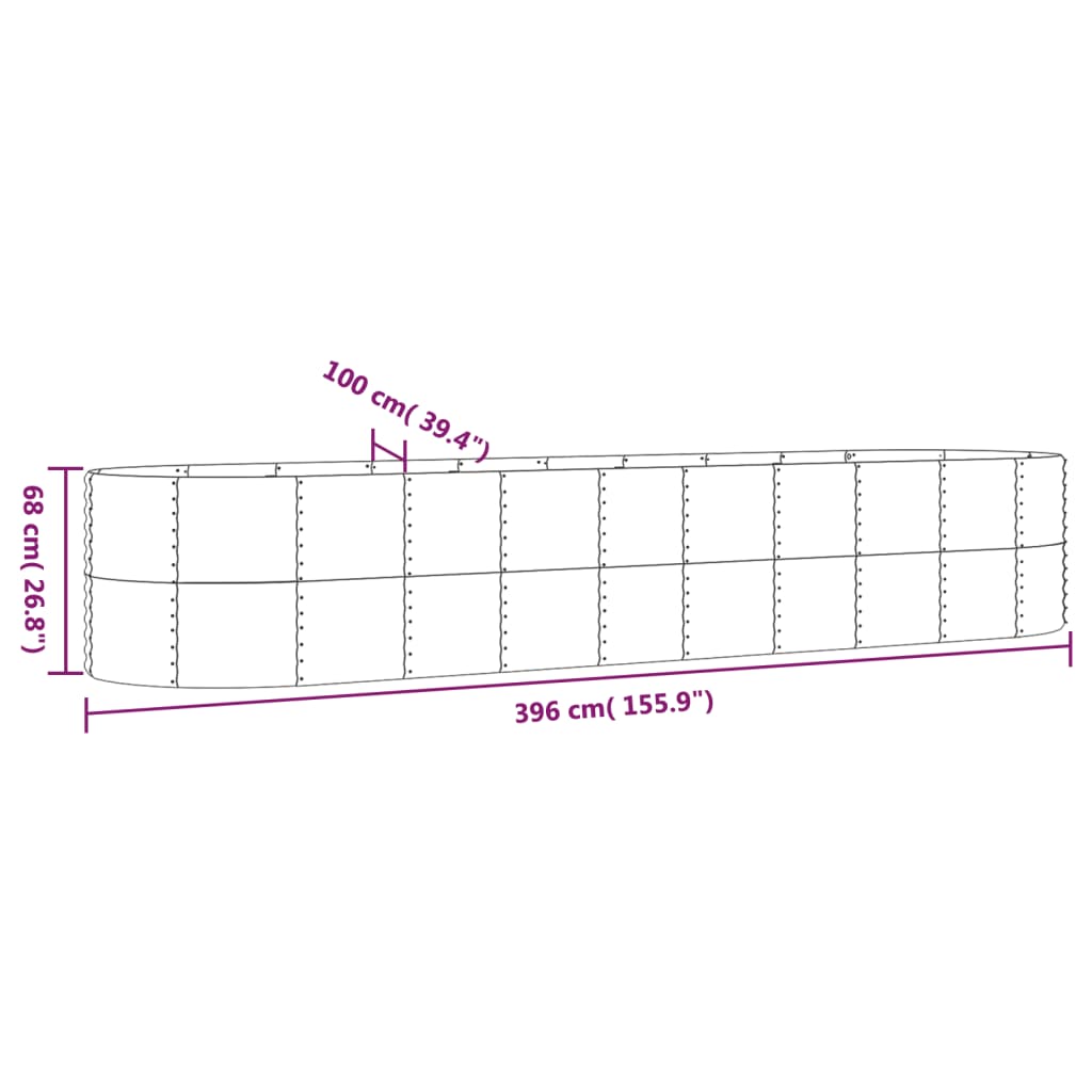 Hochbeet Verzinkter Stahl 396X100X68 Cm N
