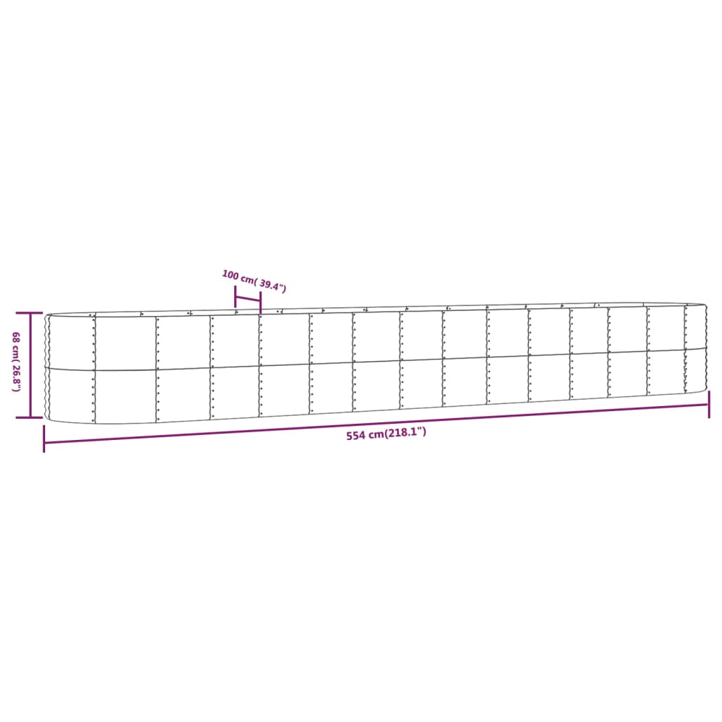 Hochbeet N 554X100X68 Cm Pulverbeschichteter Stahl