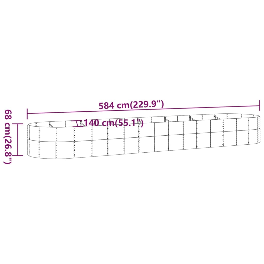 Hochbeet Pulverbeschichteter Stahl 584X140X68 Cm