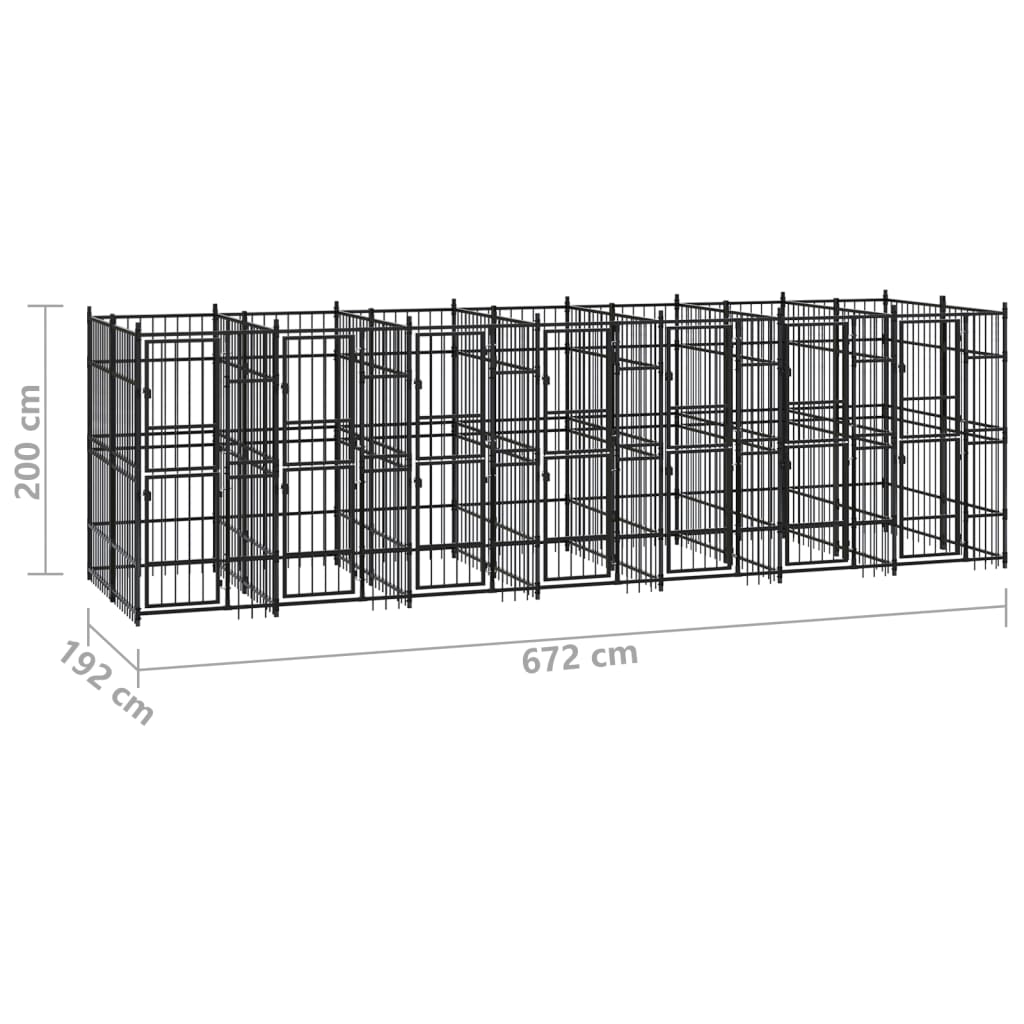 Outdoor-Hundezwinger Stahl 12,9 M²