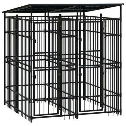 Outdoor-Hundezwinger Mit Dach Stahl 3,69 M²