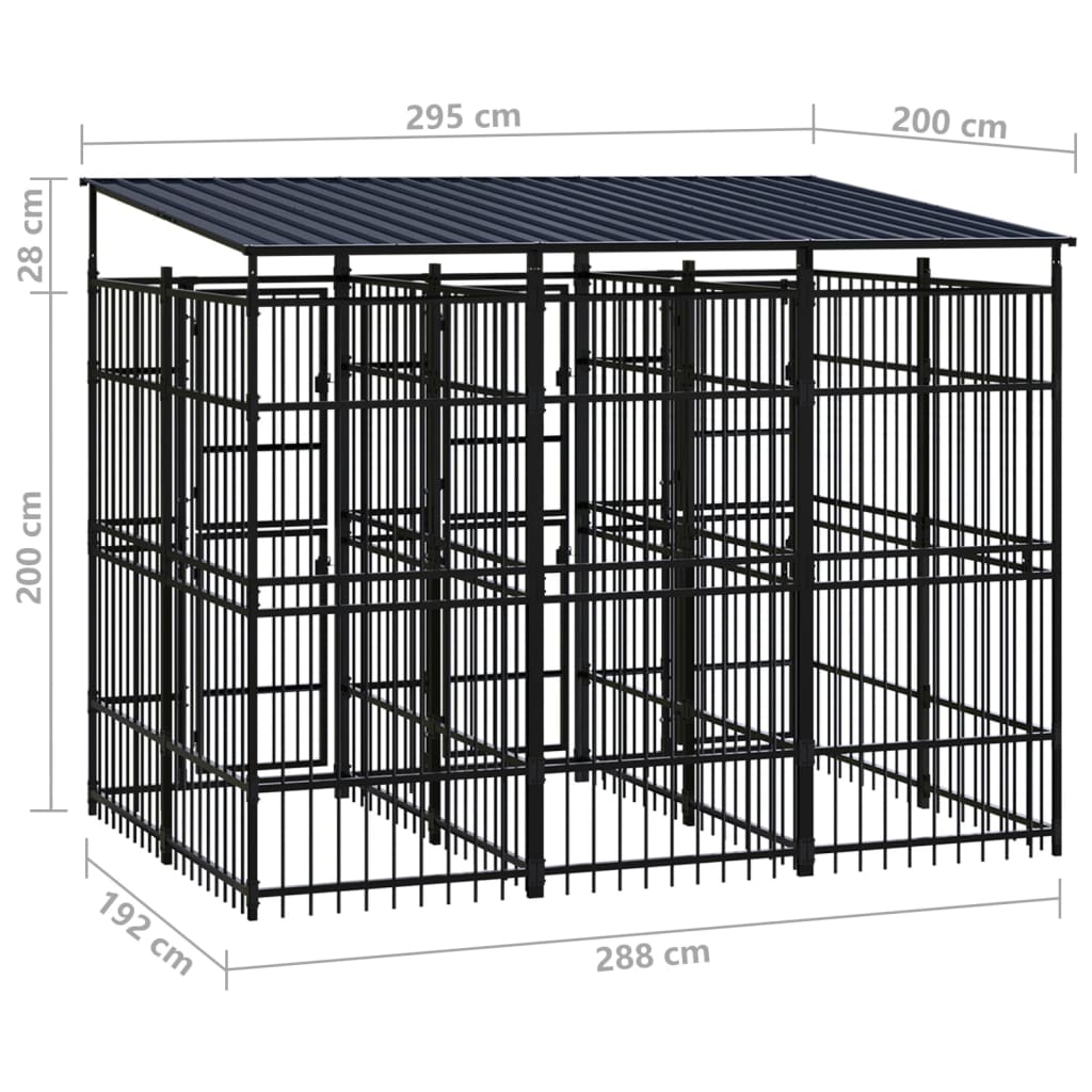 Outdoor-Hundezwinger Mit Dach Stahl 5,53 M²
