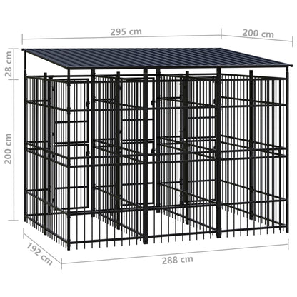 Outdoor-Hundezwinger Mit Dach Stahl 5,53 M²