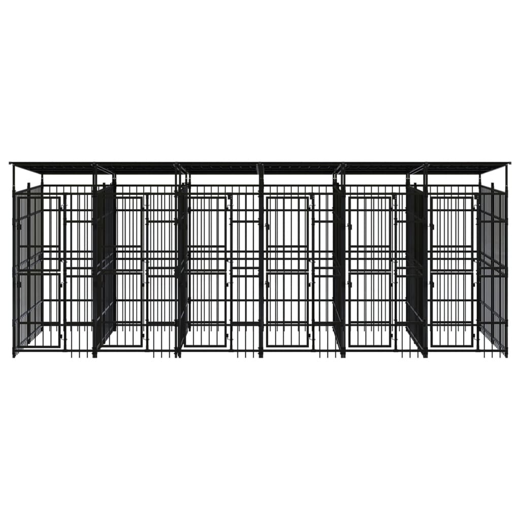 Outdoor-Hundezwinger Mit Dach Stahl 11,06 M²