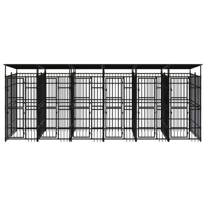 Outdoor-Hundezwinger Mit Dach Stahl 11,06 M²