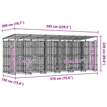 Outdoor-Hundezwinger Mit Dach Stahl 11,06 M²