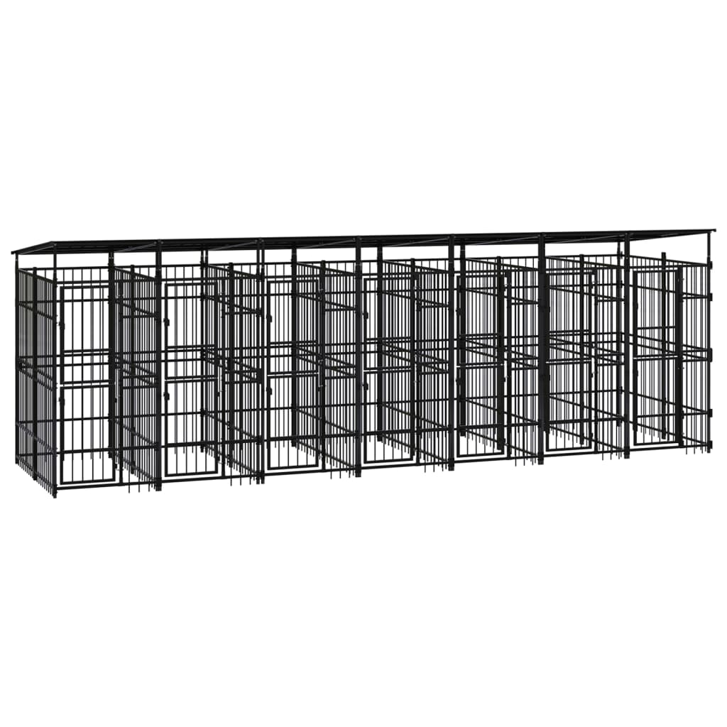 Outdoor-Hundezwinger Mit Dach Stahl 12,9 M²