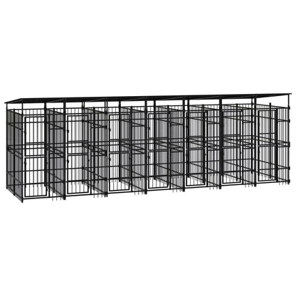 Outdoor-Hundezwinger Mit Dach Stahl 12,9 M²