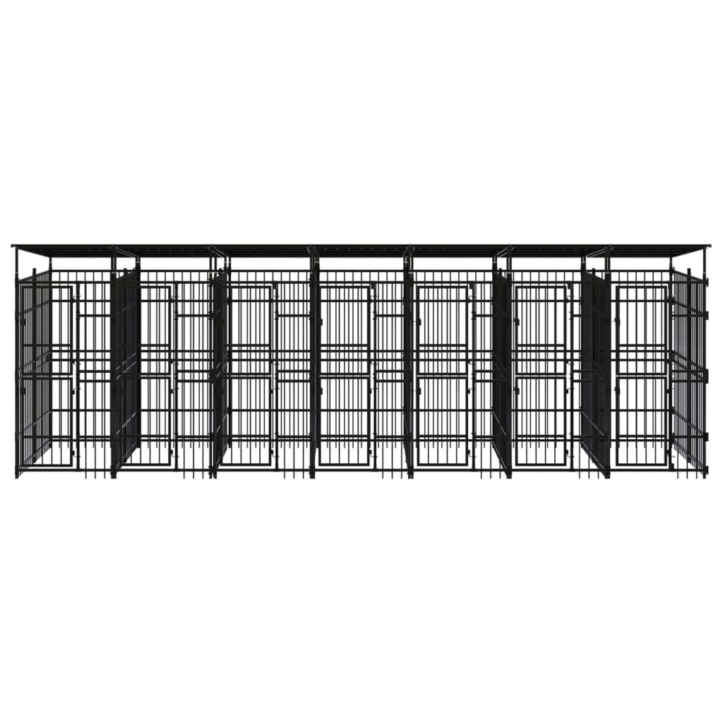 Outdoor-Hundezwinger Mit Dach Stahl 12,9 M²