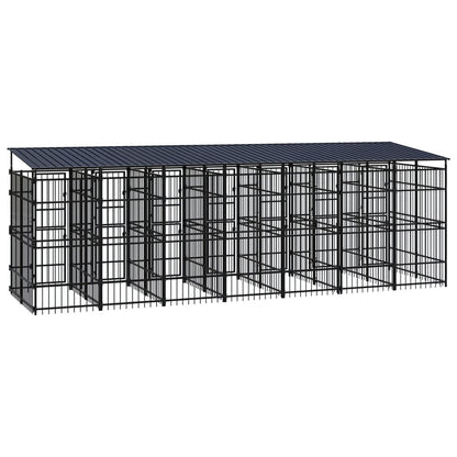 Outdoor-Hundezwinger Mit Dach Stahl 12,9 M²