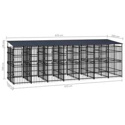 Outdoor-Hundezwinger Mit Dach Stahl 12,9 M²