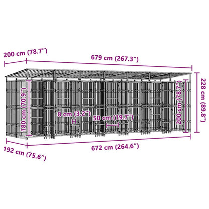 Outdoor-Hundezwinger Mit Dach Stahl 12,9 M²
