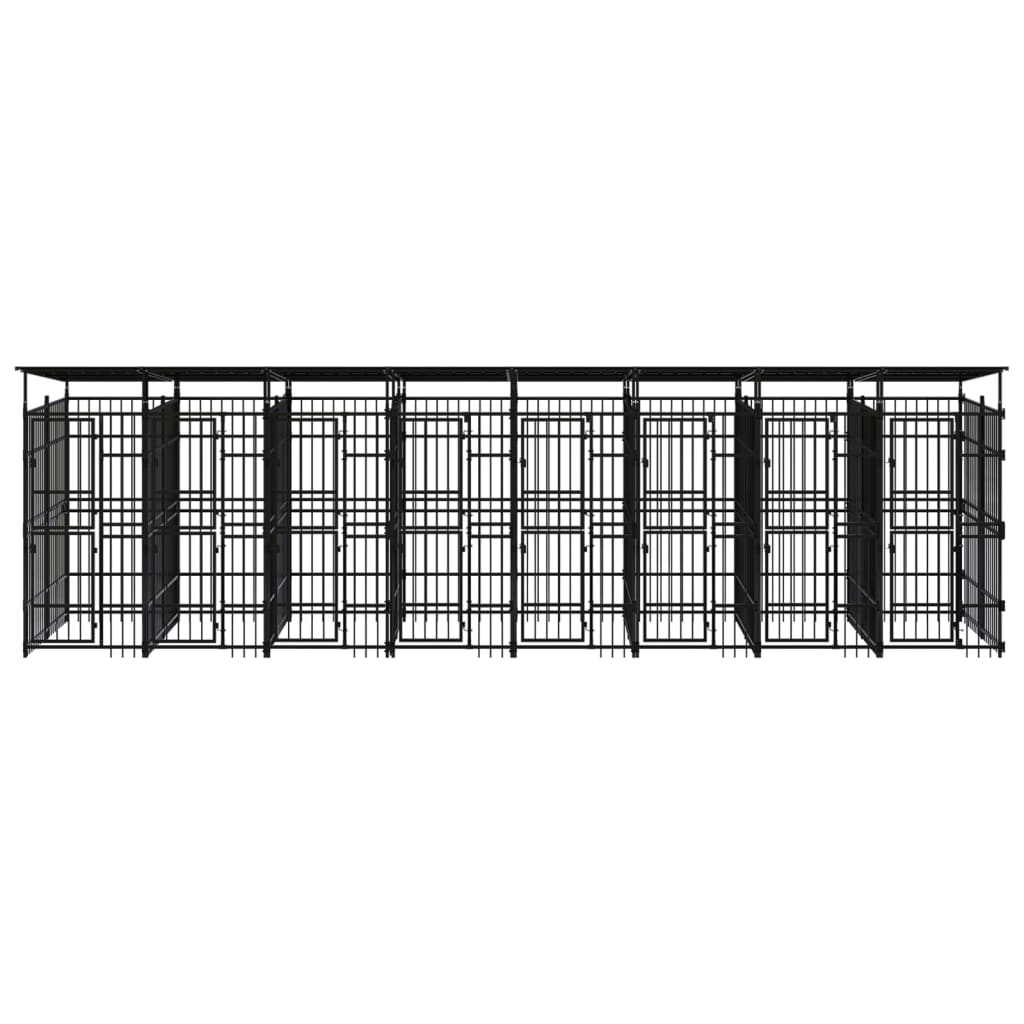 Outdoor-Hundezwinger Mit Dach Stahl 14,75 M²