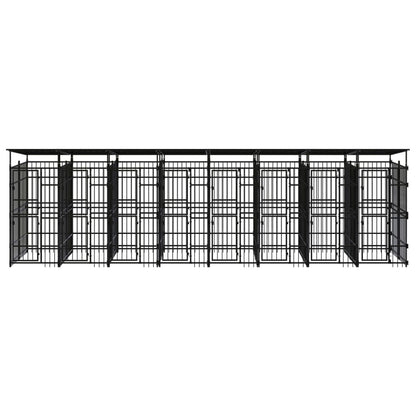 Outdoor-Hundezwinger Mit Dach Stahl 14,75 M²