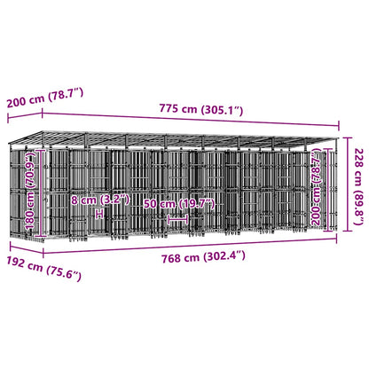 Outdoor-Hundezwinger Mit Dach Stahl 14,75 M²