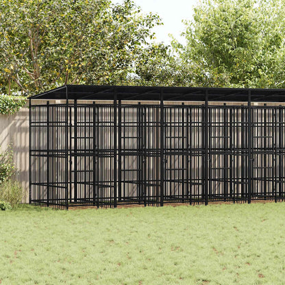 Outdoor-Hundezwinger Mit Dach Stahl 16,59 M²