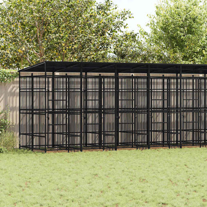 Outdoor-Hundezwinger Mit Dach Stahl 18,43 M²