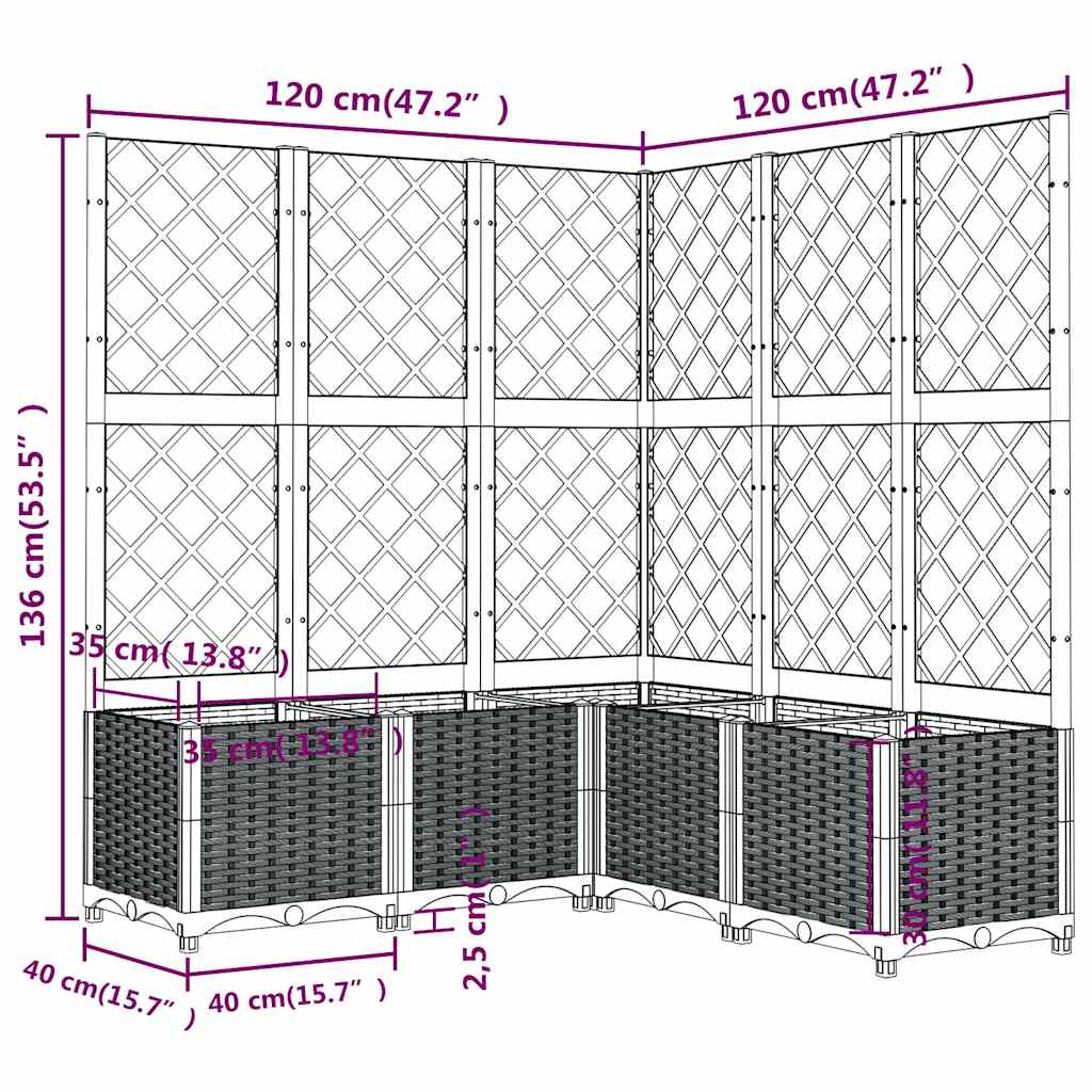 Pflanzkübel Mit Rankgitter 120X120X136 Cm Pp