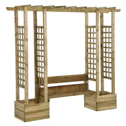 Garten-Pergola Mit Bank & Pflanzkübeln Kiefernholz Imprägniert